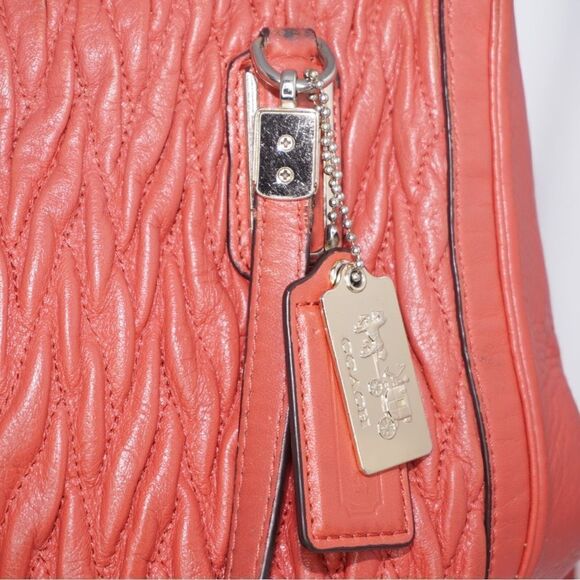 Coach Limited Edition Madison Gathered Twist Leather Bag in Vermillion O… - Picture 9 of 10